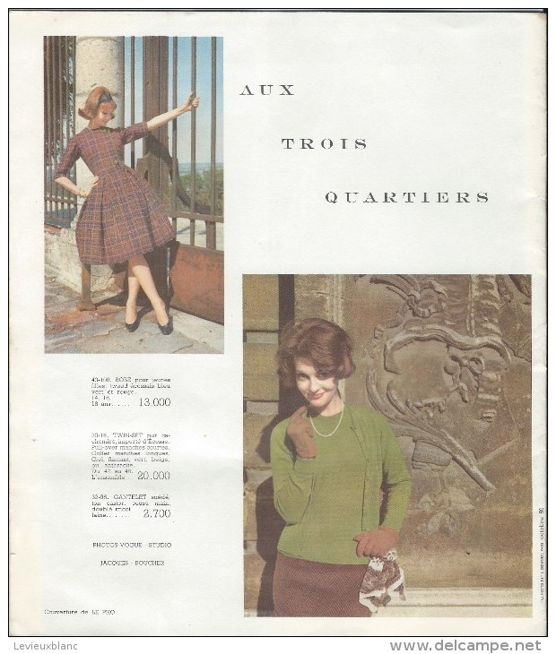 Catalogue/Magasin/"Aux Trois Quartiers"/Paris/Delaporte/1959     CAT80 - Textilos & Vestidos