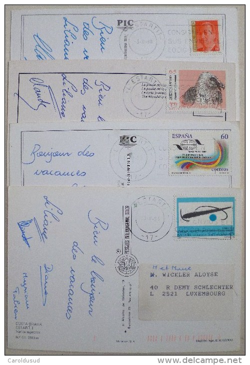 Cp LOT 4X ESPAGNE COSTA BRAVA  ESTARIT SOUVENIR MULTI VUES VOYAGE TIMBRES - Collections & Lots