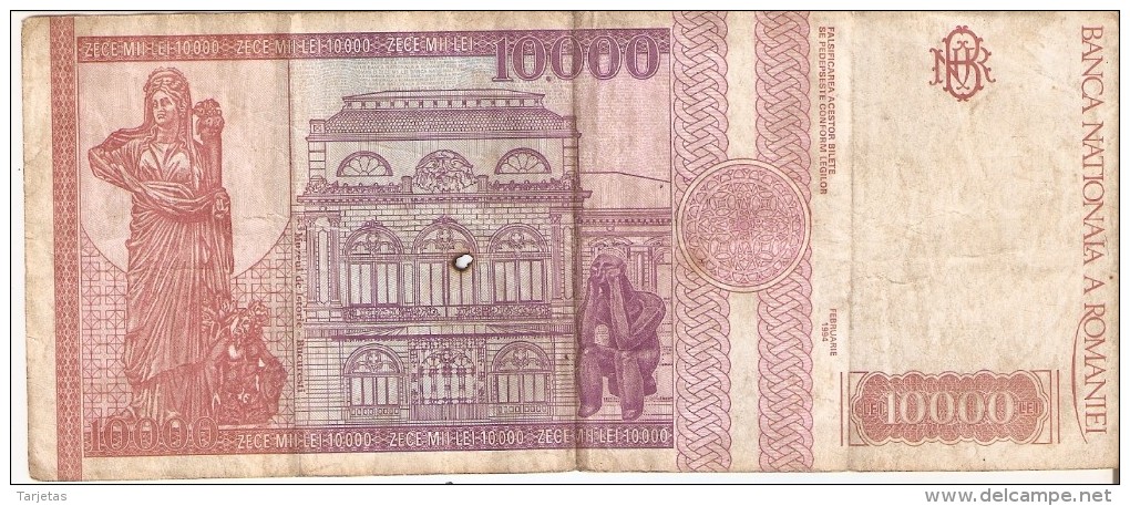 BILLETE DE RUMANIA DE 10000 LEI DEL AÑO 1994 (BANKNOTE) - Rumania