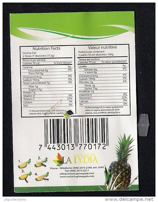 # PINEAPPLE SWITI 7 Type 1 Fruit Tag Balise Etiqueta Anhanger Ananas Pina Costa Rica - Fruits & Vegetables