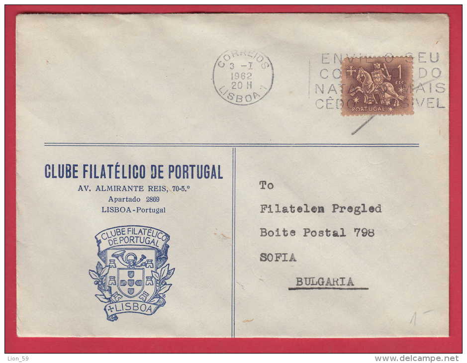 177603 / 1962 - CLUBE FILATELICO DE PORTUGAL LISBOA , HORSENAB   Portugal - Cartas & Documentos
