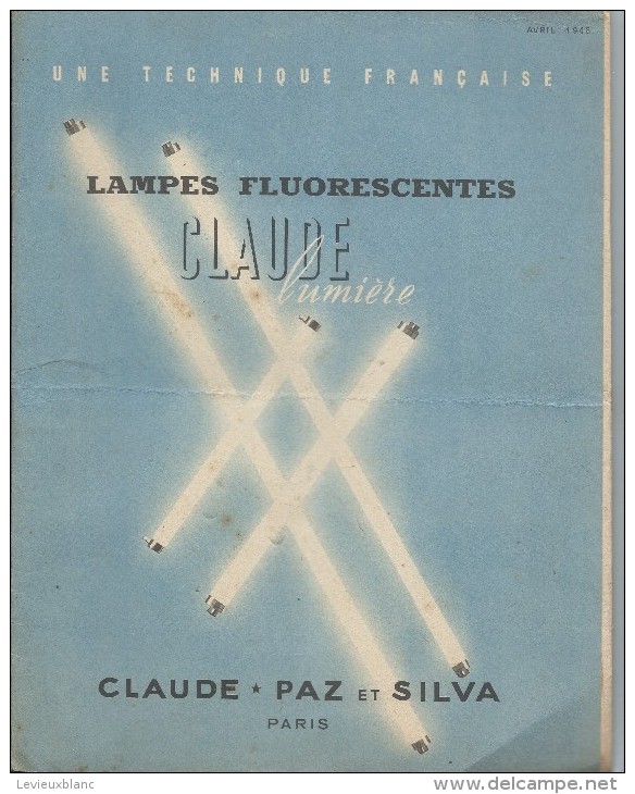 Catalogue/Tarif/Lampes Fluorescentes/Claude/ Paz Et Silva/Paris/ 1948   CAT90 - Electricité & Gaz