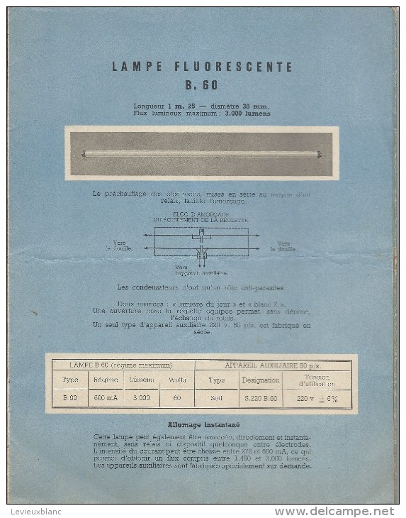 Catalogue/Tarif/Lampes Fluorescentes/Claude/ Paz Et Silva/Paris/ 1948   CAT90 - Electricité & Gaz