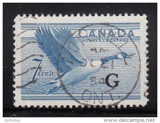 Canada Used Scott #O31 7c Canada Goose With 'G' Overprint CDS: Mitchell Ont. OC 21 54 - Surchargés