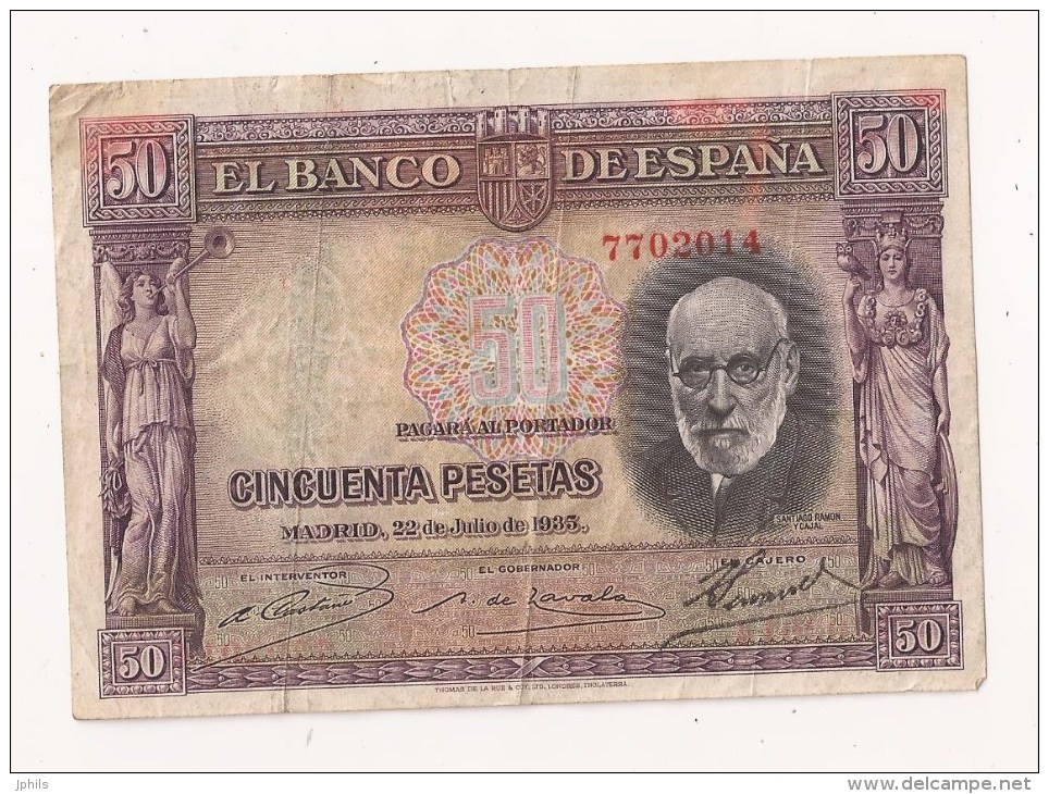 Type SANTIAGO RAMON 50 PESETAS 1935 - 50 Pesetas