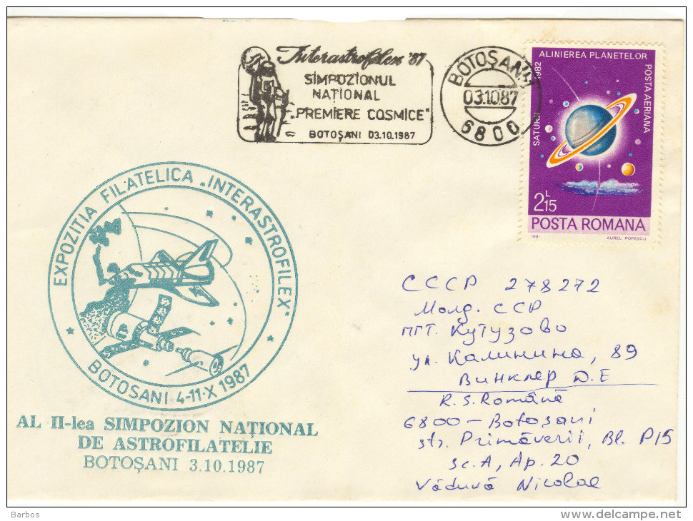 Romania , 1987 , Space , Philatelic Exhibition Interastrofilex , Special Cancell. - Other & Unclassified