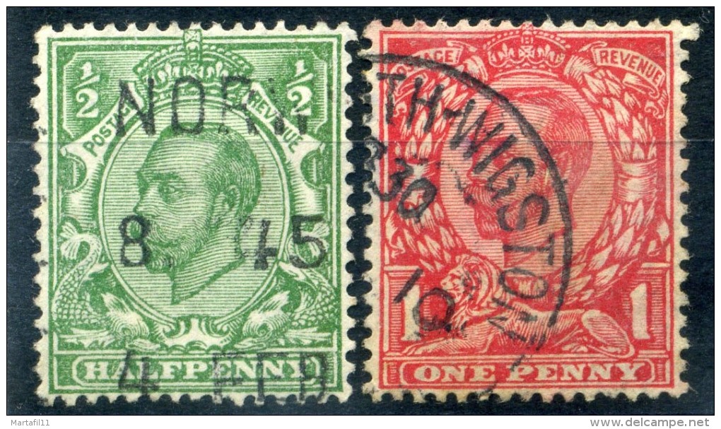 1912 GRAN BRETAGNA SERIE COMPLETA USATA (N.137-138) - Usati