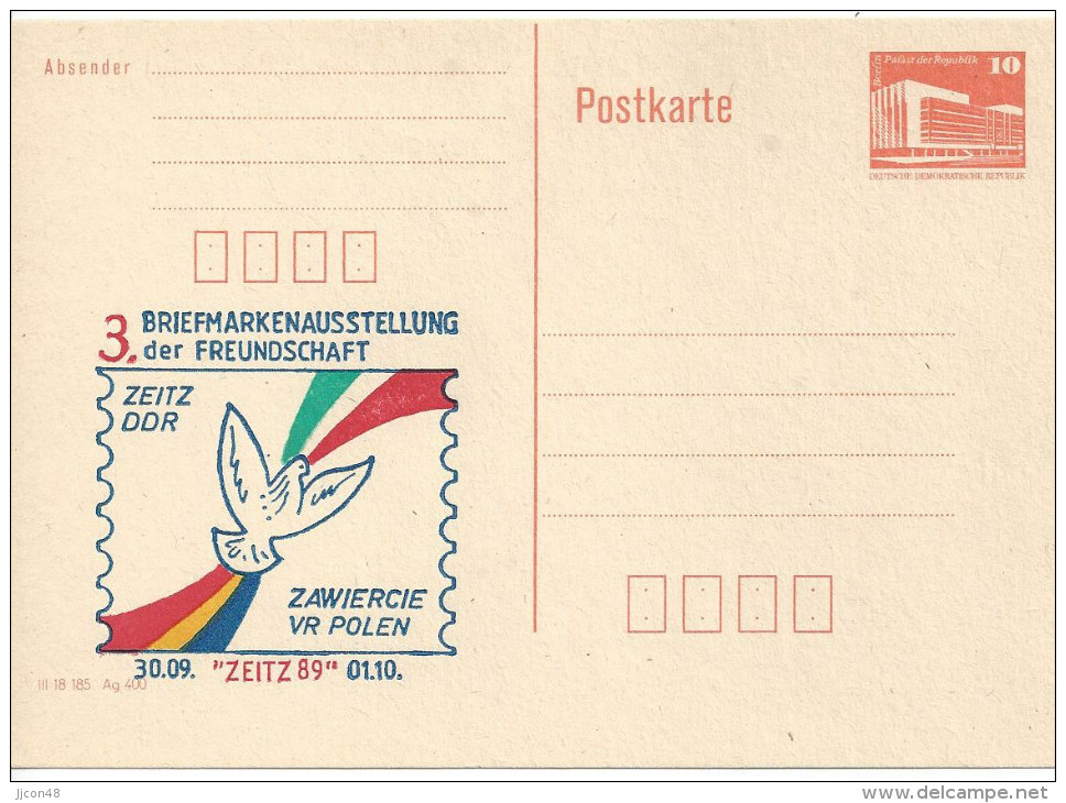 Germany (DDR)  1989  (*) Mi.PP19  "Briefmarkenausstellung, Zeitz "  See Scans - Private Postcards - Mint