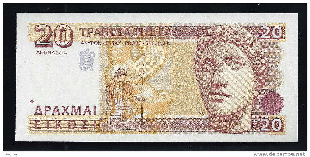 "GREECE 20 Units", Entwurf, Beids. Druck, RRRR, UNC, Ca. 134 X 62 Mm, Essay, Trial - Greece