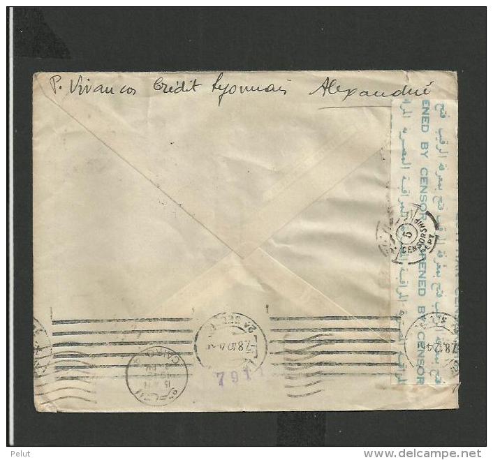 Enveloppe Censurée Egypte 1942 Alexandria Pour La France - Cartas & Documentos