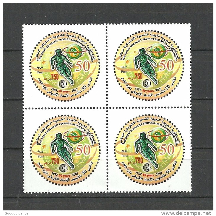 2007 –Libya-50th Anniversary Of African Football Association–50ème Anniversaire De La CAF- Block Of 4 -Complete Set MNH* - Libië