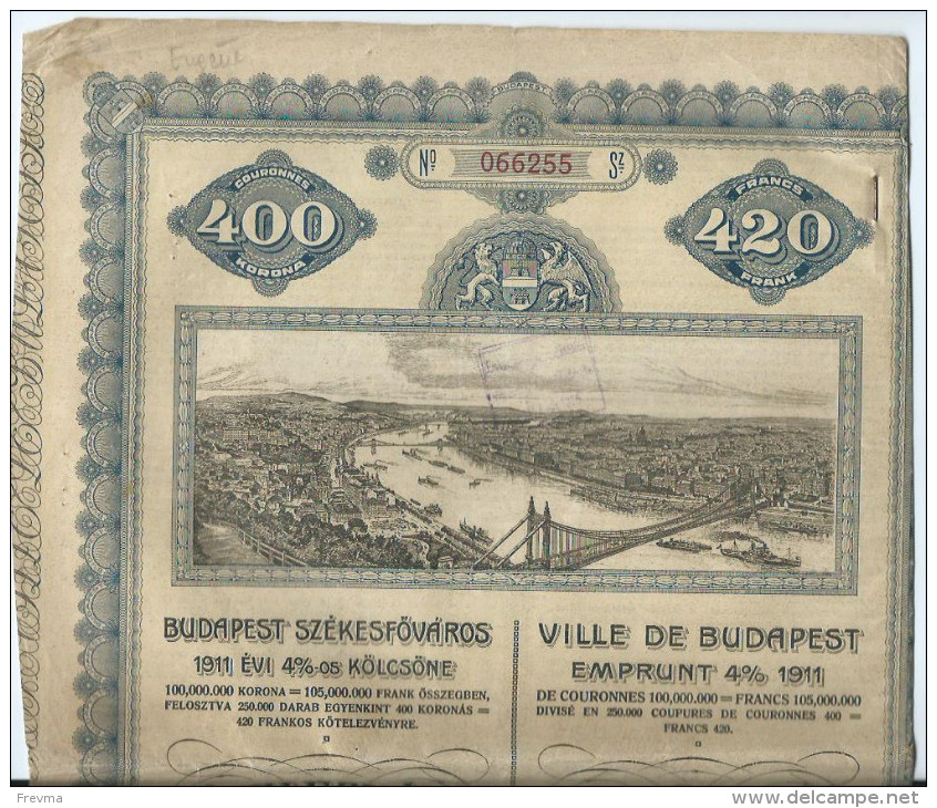 Budapest Emprunt 4 %1911 - W - Z