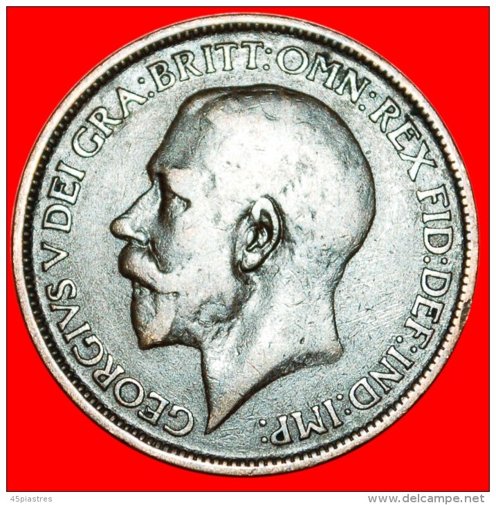* MISTRESS OF SEAS: UNITED KINGDOM  HALF PENNY 1917! GEORGE V (1911-1936) GREAT BRITAIN LOW START NO RESERVE! - C. 1/2 Penny