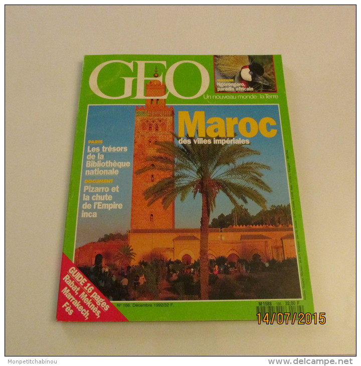 GEO N°166 (12/1992) : MAROC DES VILLES IMPÉRIALES - Geografía