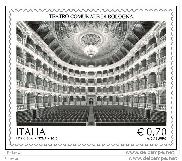 2013 Italy - Theater Comunal Of Bolognia - 1 V Litho On Paper - MNH ** - 2011-20: Mint/hinged