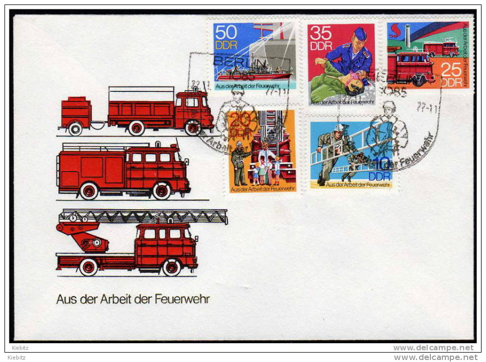 DDR 1977 - Feuerwehr, Fire Brigade - MiNr.2276-2280 FDC Kompletter Satz - Feuerwehr