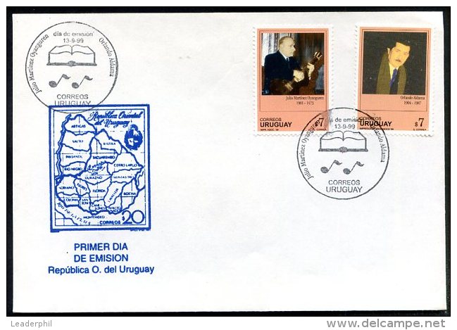 URUGUAY - MUSIC & LITERATURE  FDC 1999  VG - Uruguay