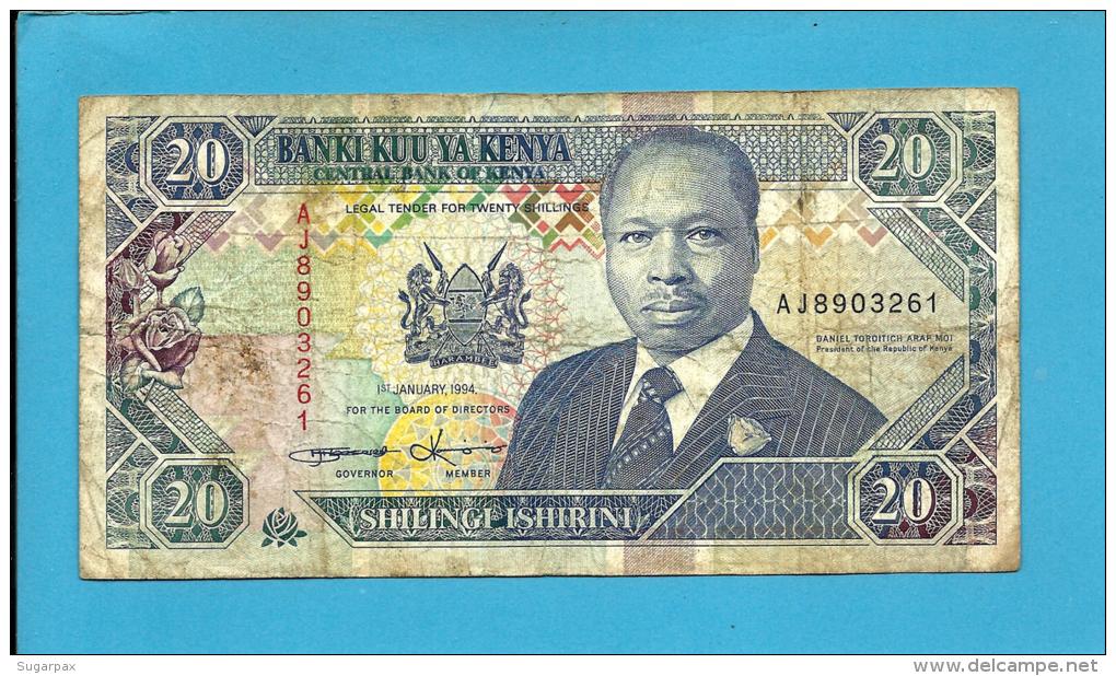 KENYA - 20 Shillings - 01.01.1994 - Pick 31.b - President Daniel Toirotich Arap Moi - 2 Scans - Kenia