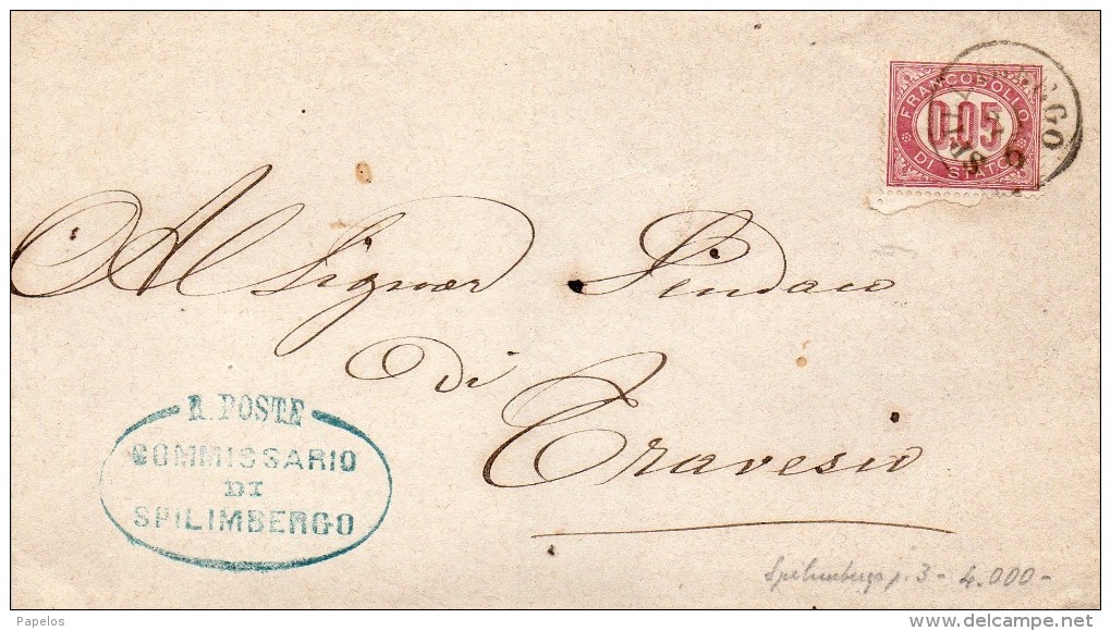 1875 LETTERA CON ANNULLO SPILIMBERGO PORDENONE - Fiscali