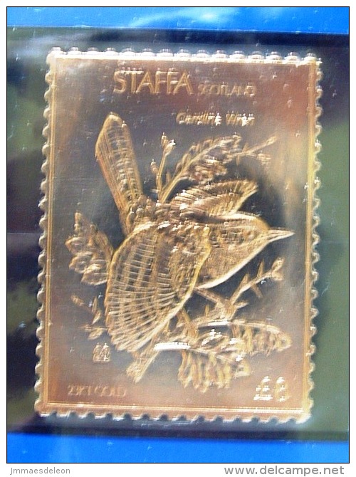 Staffa Is., UK (local) USA Birds - Two Stamps - 23K Gold Foil - Carolina Wren - Autres & Non Classés