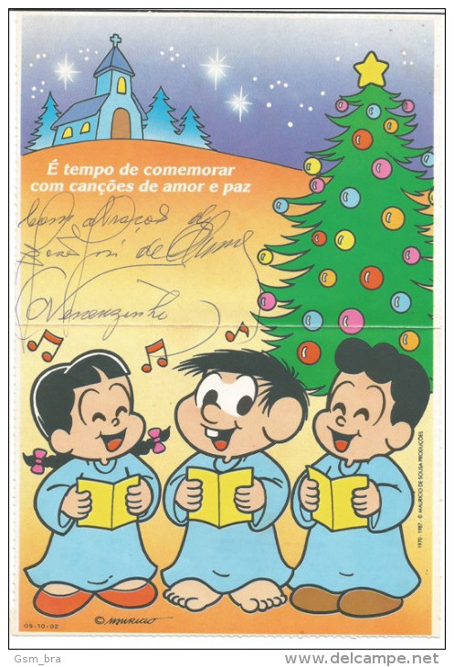 BRAZIL 2002 - Aerogram Christmas (used) - Children's Drawings, Church Song - Natale