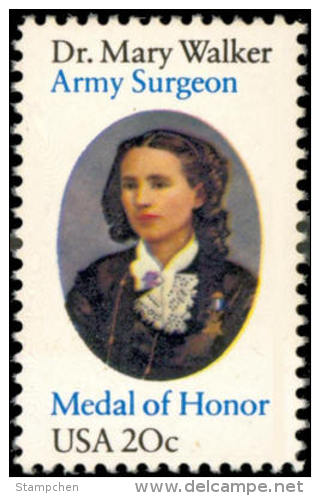 1982 USA Dr. Mary Walker Stamp Sc#2013 Famous Woman Civil War Army Surgeon Doctor Medicine - Other & Unclassified