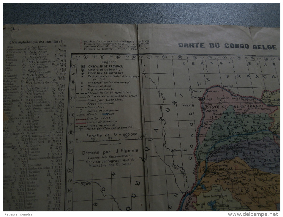 Carte Du Congo Belge 1923, Dimensions 43 X 49 Cm, Jules Flamme, Ed Lesigne - Geographical Maps