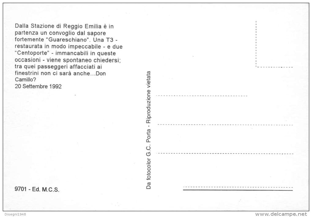 03734 "REGGIO EMILIA - LOCOM. T3 - VAGONI CENTOPORTE ". FERROVIA TRENO - RAILWAY TRAIN CART. ILL.  ORIG.  NON SPEDITA. - Trains