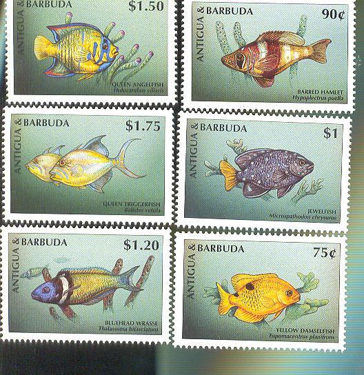 ANTIGUA    2123-8  MINT NEVER HINGED SET OF STAMPS OF FISH ; MARINE LIFE - Pesci