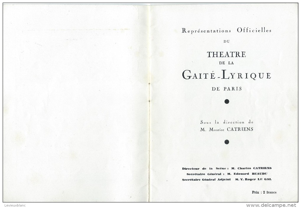 Programme/Théatre/La Gaité Lyrique/Opérette/Le Pays Du Sourire/Paris/Franz Lehar1932     PROG76 - Programma's
