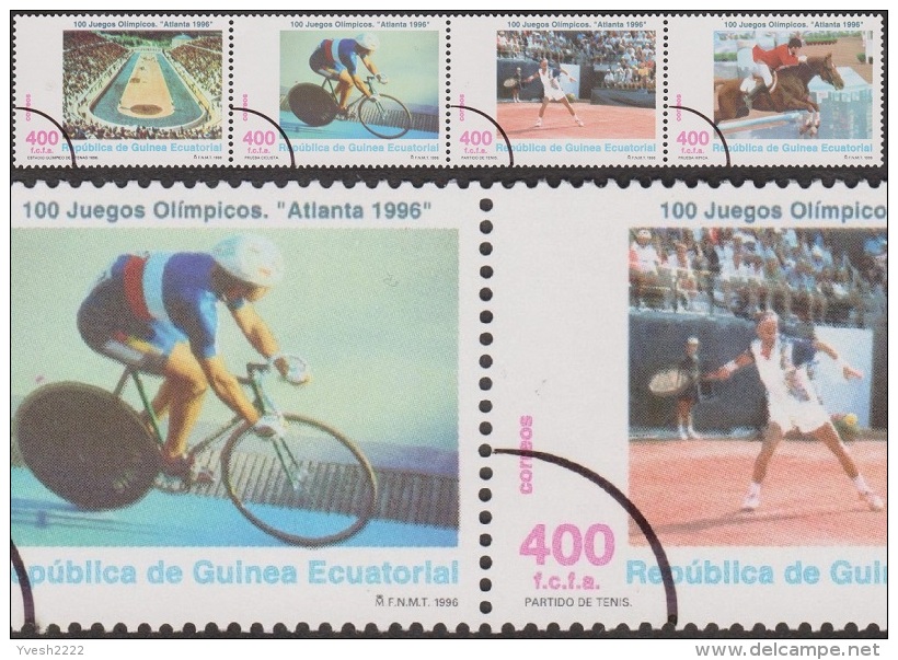 Guinée équatoriale 1996 Y&T 346/9. Annulations Comptables Pour La Presse Philatélique. Jeux D´Atlanta. Cyclisme, Tennis - Springreiten