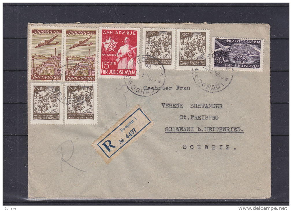 Avions - Soldats - Fusils - Yougoslavie - Lettre Recommandée De 1952 ° - Oblit Beograd - Exp Vers La Suisse - Heitenried - Covers & Documents