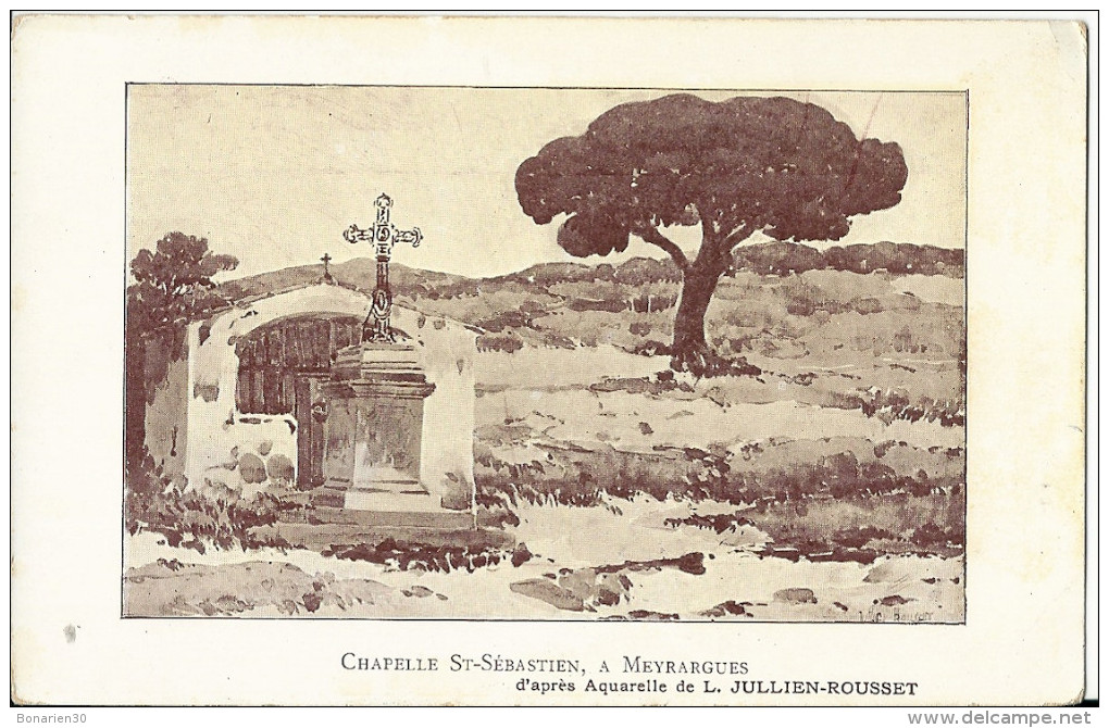 CPA 13 MEYRARGUES CHAPELLE ST SEBASTIEN AQUARELLE JULIEN ROUSSET - Meyrargues