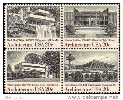 1982 USA American Architecture Stamps Sc#2019-22 2022a - Other & Unclassified