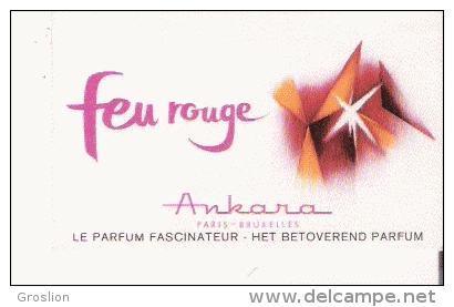 CARTE PARFUMEE ANCIENNE FEU ROUGE D'ANKARA PARIS BRUXELLES - Anciennes (jusque 1960)