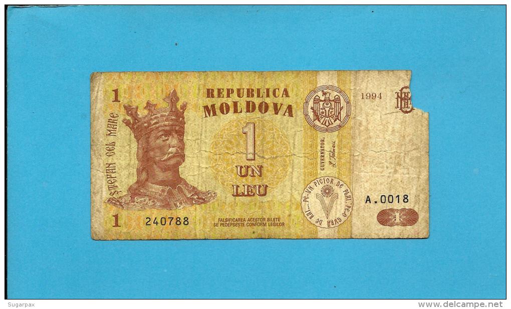 MOLDOVA - 1 LEU - 1994 - Pick 8 - Serie A.0018 - Republica - Moldova