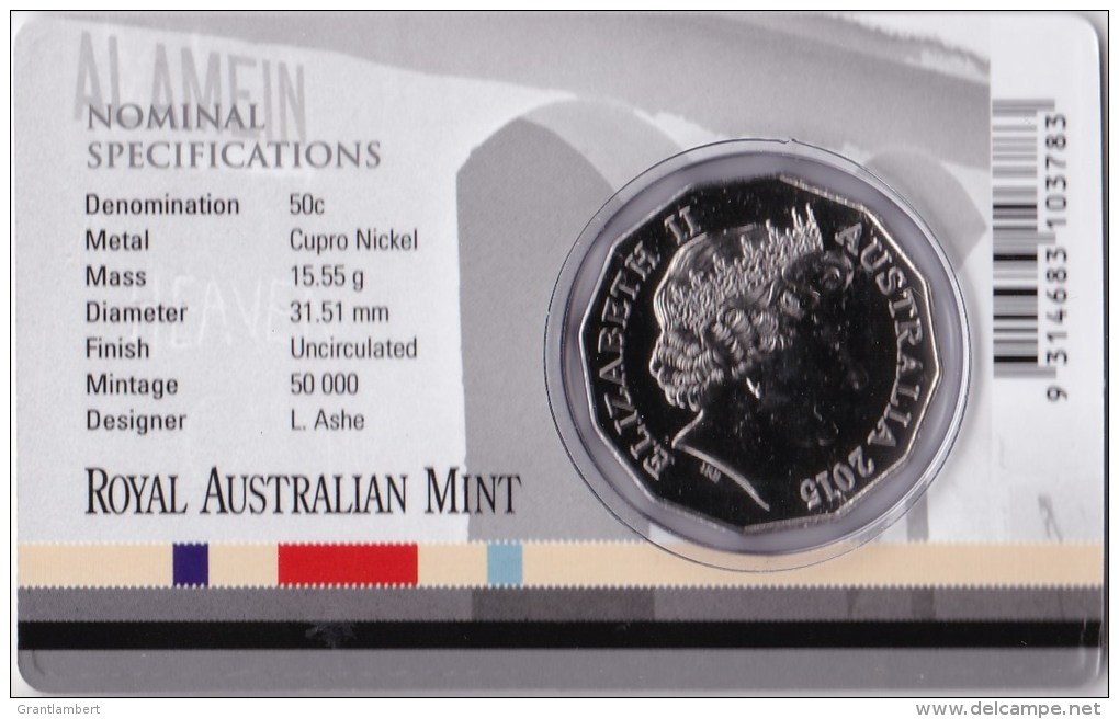 Australia 2015 El Alamein - Australia At War Uncirculated 50c Coin - 50 Cents