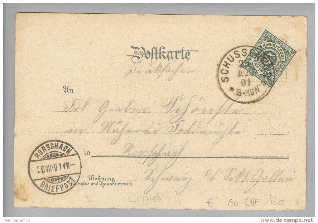 AK DE BW BAD SCHUSSENRIED 1901-08-25 Litho Gebr. Metz #5254 - Bad Schussenried