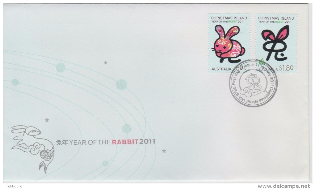 Christmas Island FDC Mi 689-690 Lunar New Year - Year Of The Rabbit - 2011 - Christmaseiland