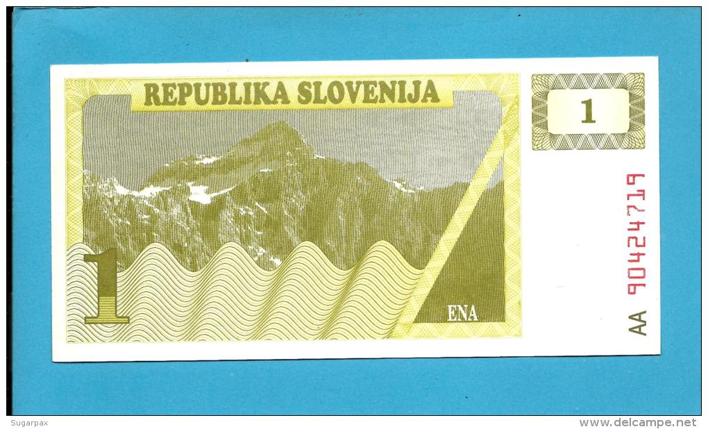 SLOVENIA - 1 TOLAR - 1990 - Pick 1 -  UNC. - Prefix AA - Republika Slovenija - 2 Scans - Slovénie