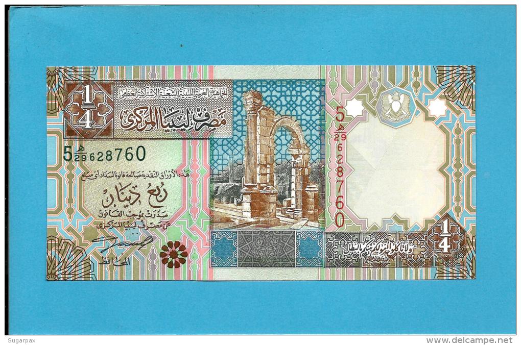 LIBYA - 1/4 Dinar - ( 2002 ) - P 62 -  UNC. - Sign. 4 - Series 5 -  See 2 Scans - Libye