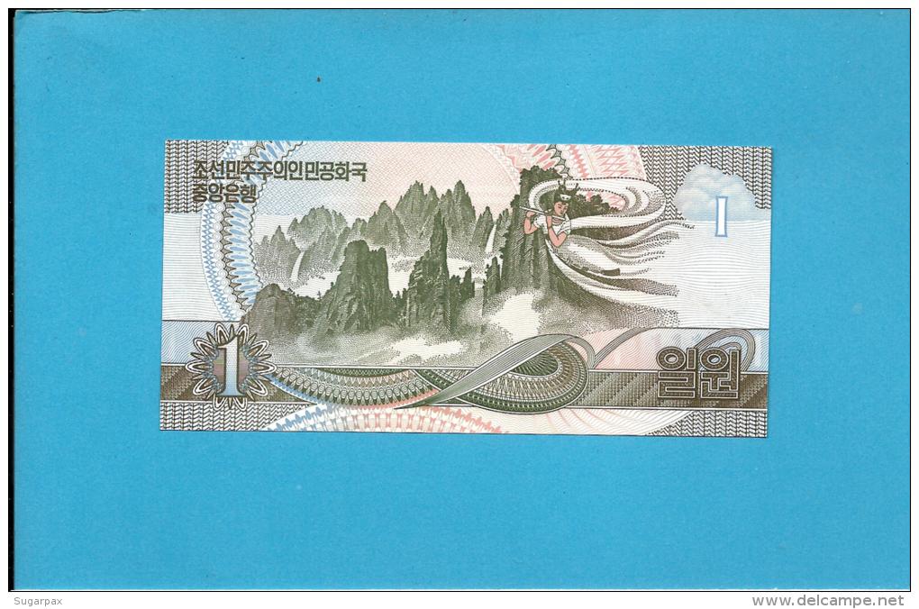 KOREA, NORTH - 1 WON - 1992 - P 39.s - UNC. - SPECIMEN - 0000822 - Low Number - 2 Scans - Korea, North