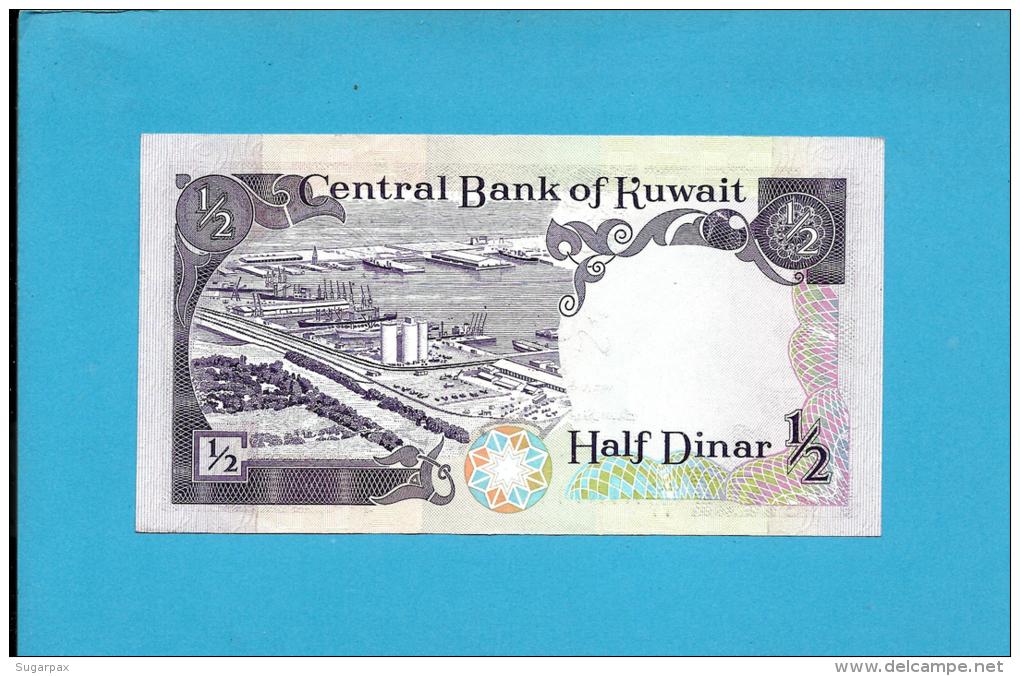 KUWAIT - 1/2 Dinar - ( 1980 ) - Pick 12.b - Sign. 6 - AUNC. - Stolen By Iraqi Forces - Denominator / 33 -SEE Description - Kuwait