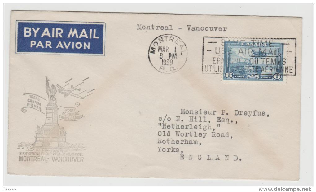 C-FF030/  KANADA - Erstflug Montreal - Vancuver 1939, Trans Canadia Air Mail - First Flight Covers