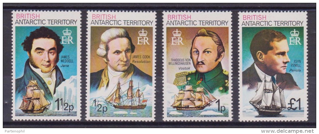 **  BRITISH ANTARTIC TERRITORY NAVIGATORI NAVI SHIPS MNH YVERT 71/74 - Nuovi