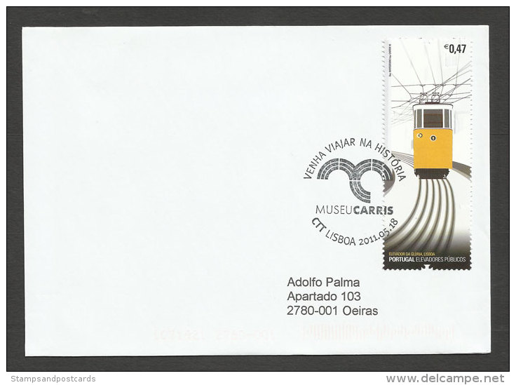 Portugal Lettre Voyagé Cachet Commemoratif  Musée De Carris Tram Autocar 2011 Bus Tramway Museum Lisbon Event Postmark - Flammes & Oblitérations