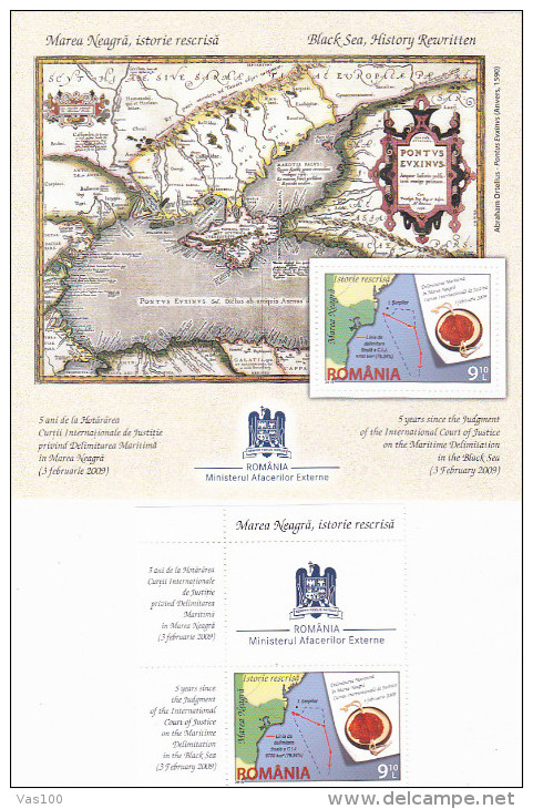 ROMANIA, 2014, BLACK SEA, HISTORY REWRITTEN, Ukraine, Hague, Justice, Maps.BLOCK & STAMPS +LABELS! - Blocks & Sheetlets