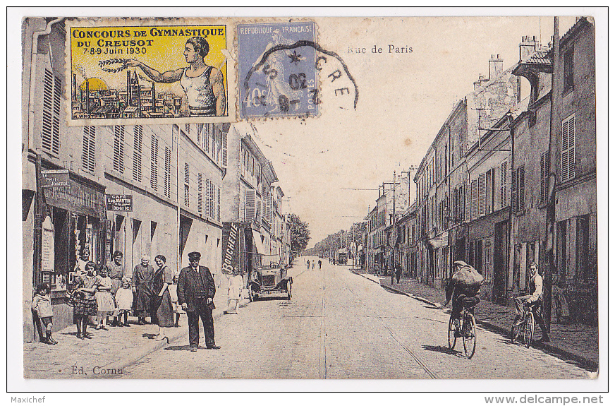 Vignette "Concours De Gymnastique Du Creusot (71) 7-8-9 Juin 1930, Circulé Sur CP De Pierrefitte (58) Rue De Paris - Sports