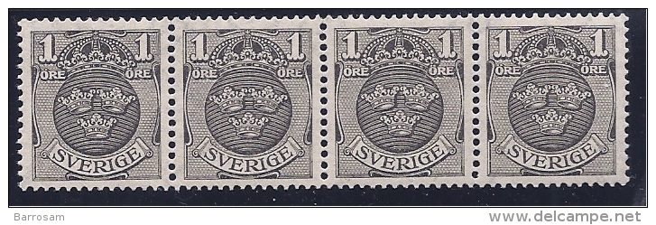 Sweden1911-19: Michel95 Strip Of 4 - Unused Stamps