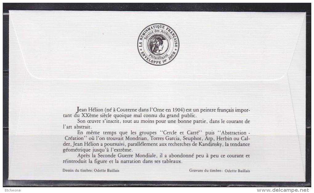 = Jean Hélion Enveloppe 1er Jour 80 Amiens 1.12.84 N°2343 "Le Peintre Piétiné Par Son Modèle" Illustration Portrait - 1980-1989